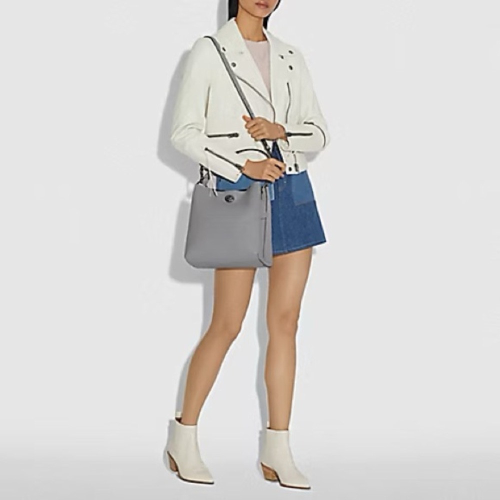 Coach Gray Leather Shoulder Bag - Picture 4 of 10